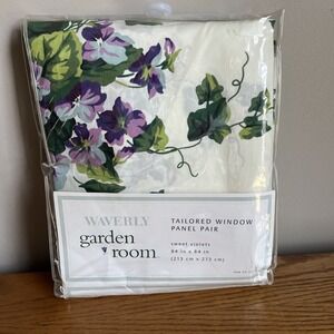 VTG  Waverly Garden Room Sweet Violets Tailored Window Panel Pair 84"X84" - NEW